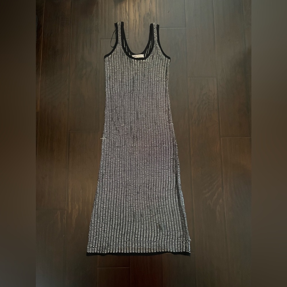 Zara Sleeveless Metallic Thread Knit Dress